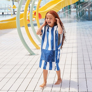 Dock & Bay KIDS Poncho Hooded Towel -Mini Cabana Collection-Whitsunday Blue M (8-10yrs)-1826048874633105409