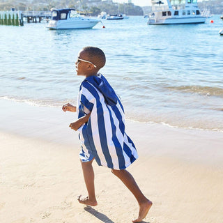 Dock & Bay KIDS Poncho Hooded Towel -Mini Cabana Collection-Whitsunday Blue M (8-10yrs)-1826048874633105411