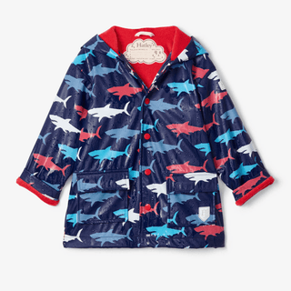 HATLEY Colour Changing Raincoat | Hungry Sharks Size 3-1826048948595462145