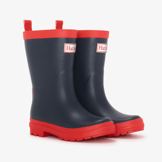 HATLEY Matte Kids Rain Boots | Navy & Red size 5-1826048950038302720