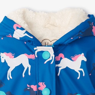 HATLEY Sherpa Lined Splash Rain Jacket | Prancing Horses Size 3-1826048951015575556