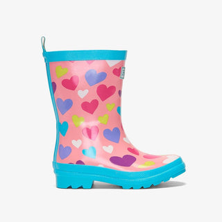 HATLEY Shiny Kids Rain Boots | Colourful Hearts size 8-1826048951648915456