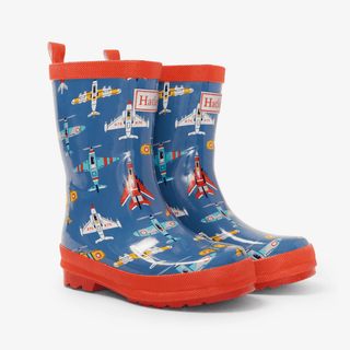 HATLEY Shiny Kids Rain Boots | Flying Aircrafts size 6-1826048951774744576