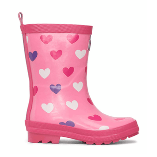 HATLEY Shiny Kids Rain Boots | Scattered Hearts size 8-1826048952865263618