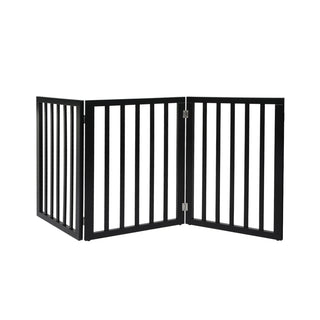 PaWz 3 Panels Wooden Pet Gate Dog Fence Black 2000x 3MM-1831593110799519744