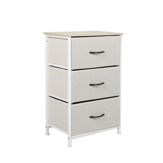 Levede Chest of 3 Drawers Bedside Table Beige-1831592841147715584