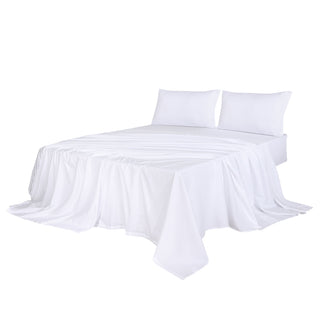 Dreamz 4pcs Double Size 100% Bamboo Bed Sheet Set in White Colour-1848848586327068672