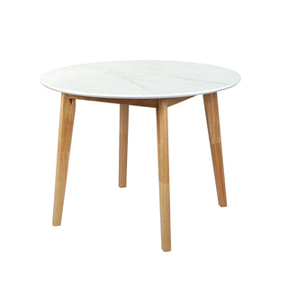 Levede Dining Table Round Rubberwood Base 100cm White 100 CM-1843791407110819840