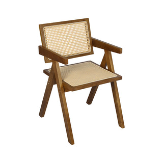 Levede 1x Walnut Wicker Armchair Dining Chair-1848848559710015488