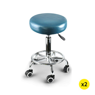 Levede 2x Barstool Swivel Salon Hairdressing Teal-1831593080478896128