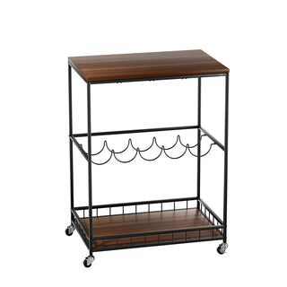 Levede Wooden Bar Cart Drinks Trolley 3 Tire-1848848478705422336