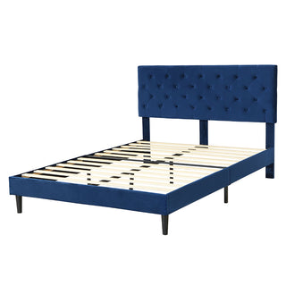 Levede Bed Frame Double Size Mattress Blue-1831592526939820032