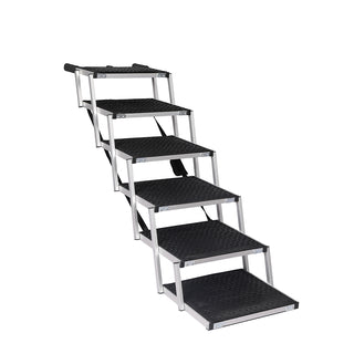 PaWz 6 Steps Dog Ramp Adjustable Height Black-1843791342795362304