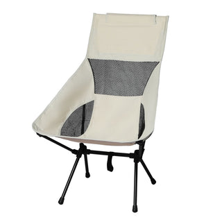 Levede Camping Chair Folding Outdoor Large Beige-1843791321312137216