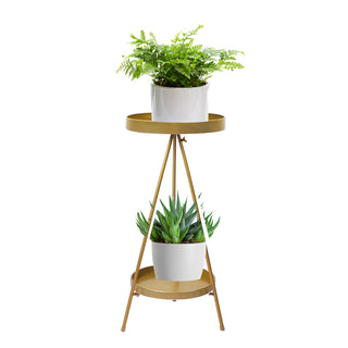 Levede Plant Stand 2 Tiers Outdoor Indoor Gold Medium-1831592927864950784