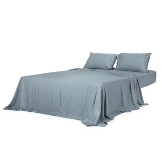 Dreamz 4pcs Double Size 100% Bamboo Bed Sheet Set in Grey Colour-1848848586184462336