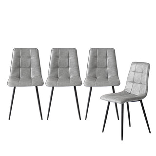 Levede 4x Dining Chairs Kitchen Chair Grey Faux Leather-1848848558246203392