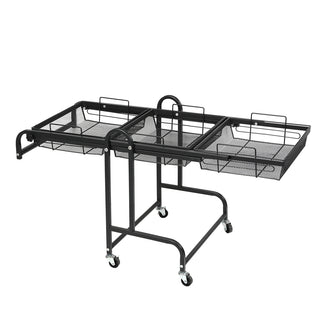 Levede 3 Tier Kitchen Trolley Cart Swivel Black Colour-1848848540969865217