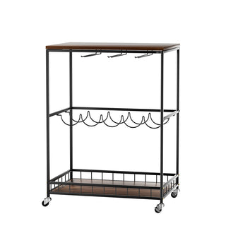 Levede Wooden Bar Cart Drinks Trolley 3 Tire-1848848478705422337