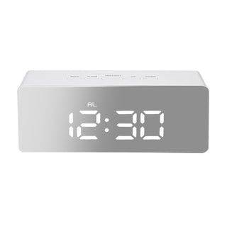 Alarm Clock Digital Led Mirror Desk Silver-1843791424361992193