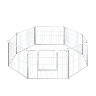 PaWz 8 Panel 24'' Pet Dog Playpen Puppy White 24 inch-1831592610247086081