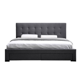 Levede Queen Bed Frame Fabric Tufted Dark Grey-1831592473697325057