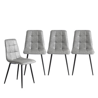 Levede 4x Dining Chairs Kitchen Chair Grey Faux Leather-1848848558246203393