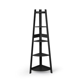 Levede 5 Tier Corner Shelf Wooden Storage Black-1831592724659310593