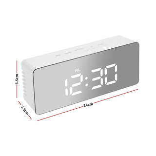 Alarm Clock Digital Led Mirror Desk Silver-1843791424361992194