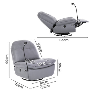 Levede Electric Chair Recliner Swivel Grey-1843791325380612098