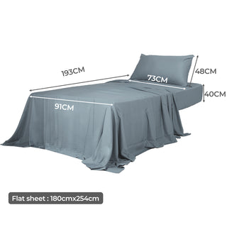 Dreamz 3pcs Sinigle Size 100% Bamboo Bed Sheet Set in Grey Colour Single-1848848587702800386