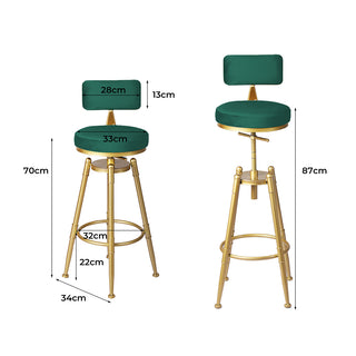 Levede 1x Bar Stools Velvet Kitchen Green-1848848590533955586