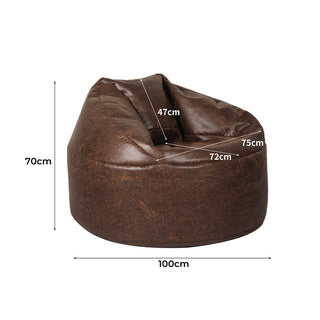 Marlow Bean Bag Chair Cover PU Couch Brown-1831592821417709570