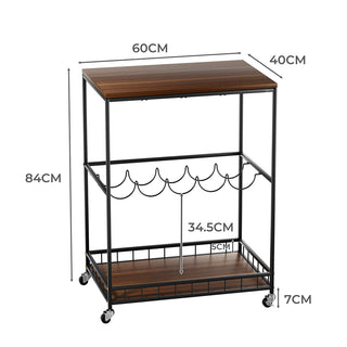 Levede Wooden Bar Cart Drinks Trolley 3 Tire-1848848478705422338