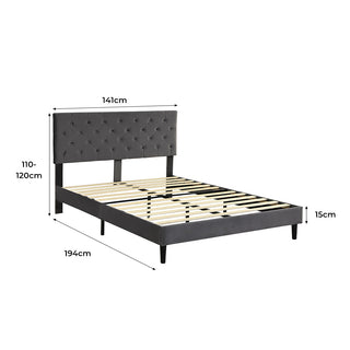 Levede Bed Frame Double Size Mattress Grey-1831592527103397890