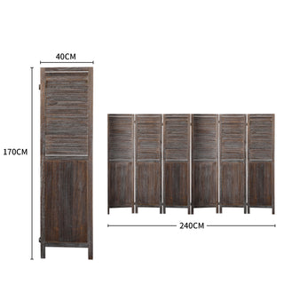 Levede 6 Panel Partition Room Divider Brown-1831592556010541058