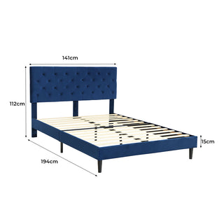 Levede Bed Frame Double Size Mattress Blue-1831592526939820034