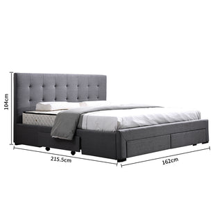 Levede Queen Bed Frame Fabric Tufted Dark Grey-1831592473697325058