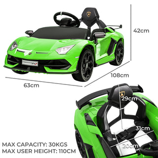 Kids Ride On Car Lamborghini SVJ Licensed Green-1831592502587691010