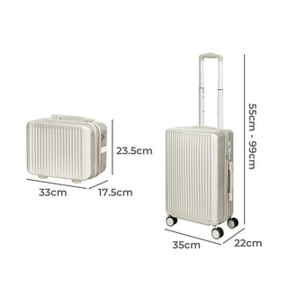 Slimbridge Luggage Suitcase Trolley White 2pc 14"+20"-1831592730778800130