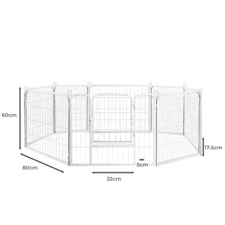 PaWz 8 Panel 24'' Pet Dog Playpen Puppy White 24 inch-1831592610247086082