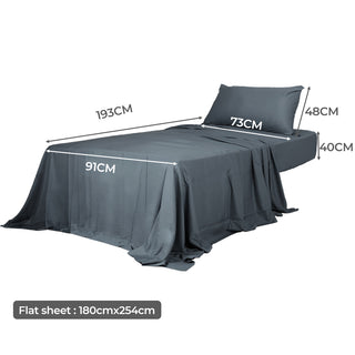 Dreamz 3pcs Sinigle Size 100% Bamboo Bed Sheet Set in Charcoal Colour Single-1848848587560194050