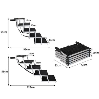 PaWz 5 Steps Dog Ramp Adjustable Height Black-1843791342648561666