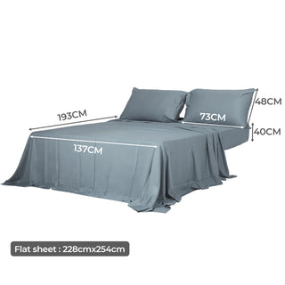 Dreamz 4pcs Double Size 100% Bamboo Bed Sheet Set in Grey Colour-1848848586184462338