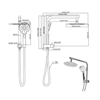 High Pressure Shower Head Set Rain Round Silver-1848848591469285378