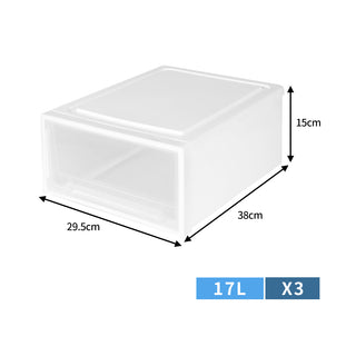 Plastic Storage Box Stackable Containers M 3PK Medium-1843791301007511554