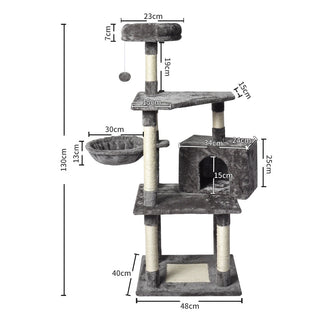 PaWz 130cm Cat Tree Toy Scratching Post Grey-1848848536515514370