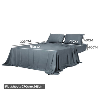 Dreamz 4pcs King Size 100% Bamboo Bed Sheet Set in Charcoal Colour-1848848586691973122