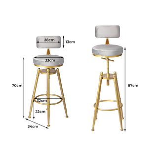 Levede 1x Bar Stools Kitchen Stool Chair Grey-1848848590680756226