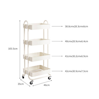 Levede 4 Tiers Kitchen Trolley Cart White-1848848578966065154